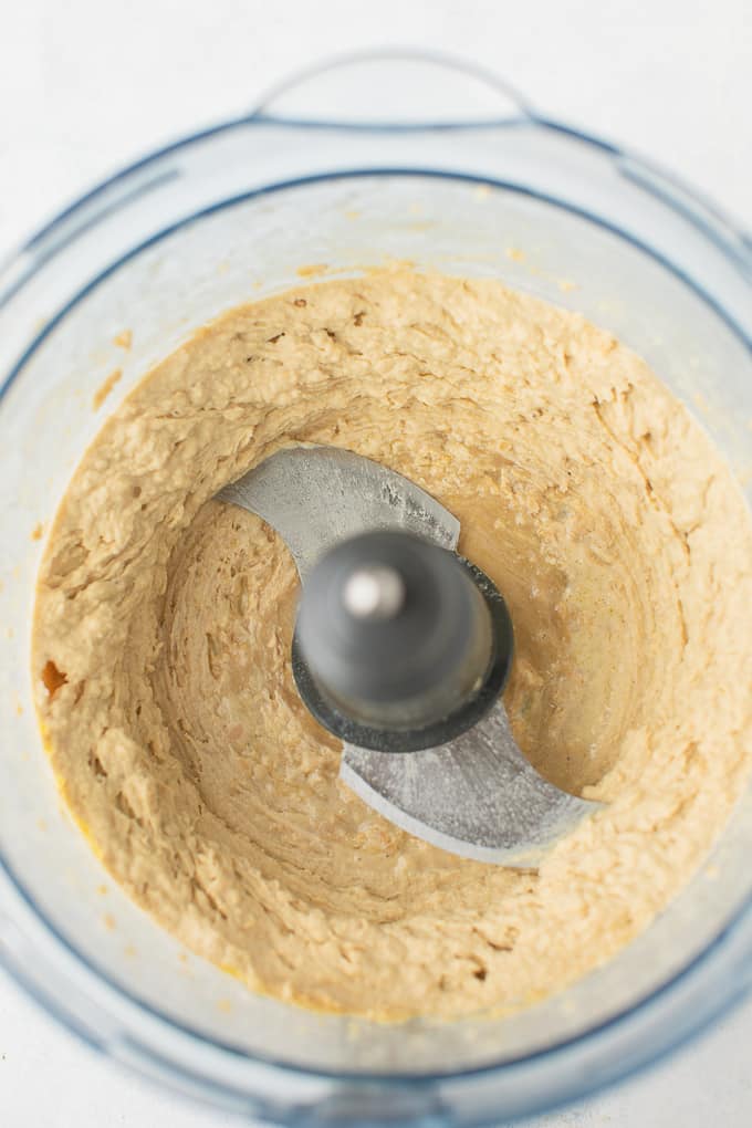 hummus blended up in a food processor