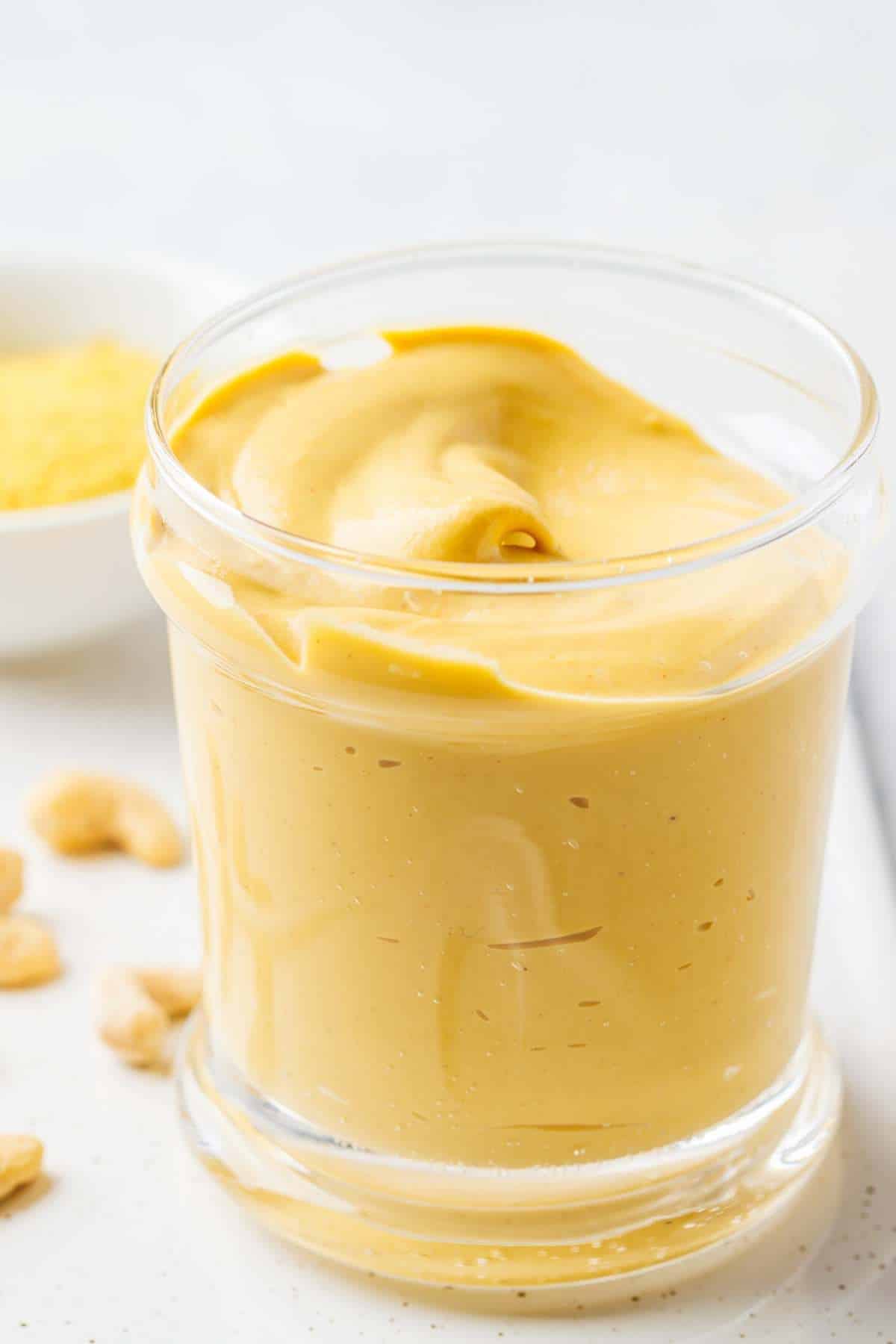 cheese sauce in a glass