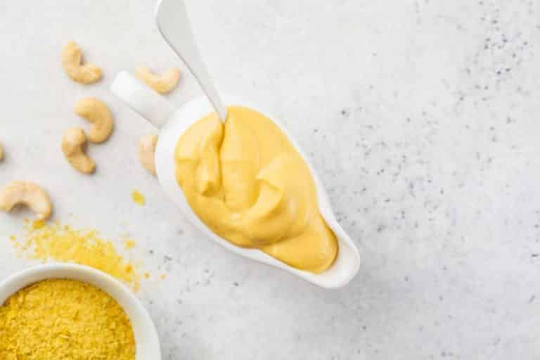 vegan cheese sauce in a serving bowl