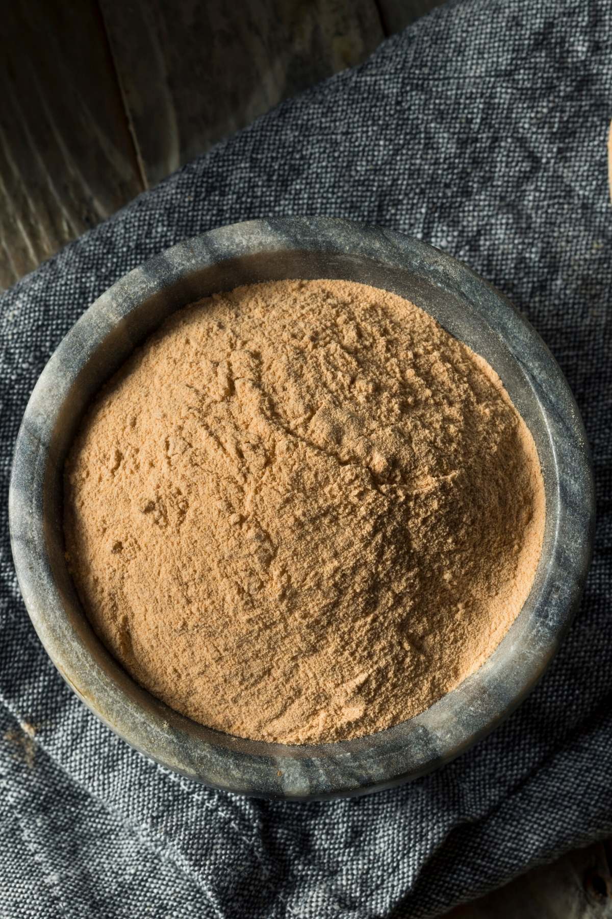 brown lentil powder in a bowl