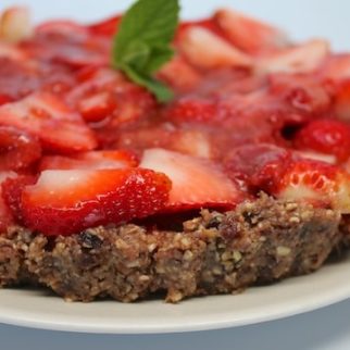 Raw Strawberry Tart served on a plate