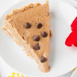 slice of peanut butter pie on a white plate