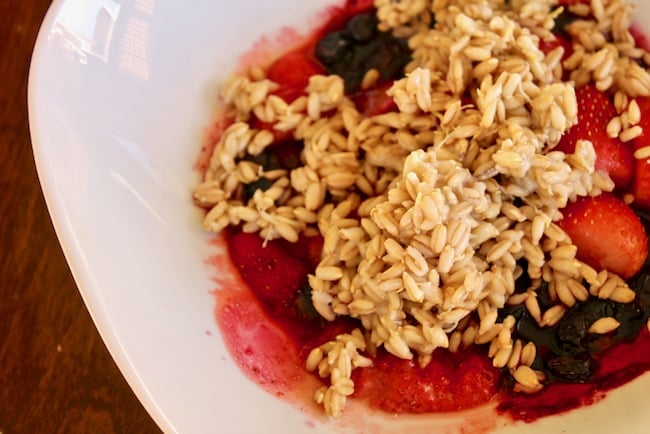 Sprouted Oat Groat Cereal with berries.