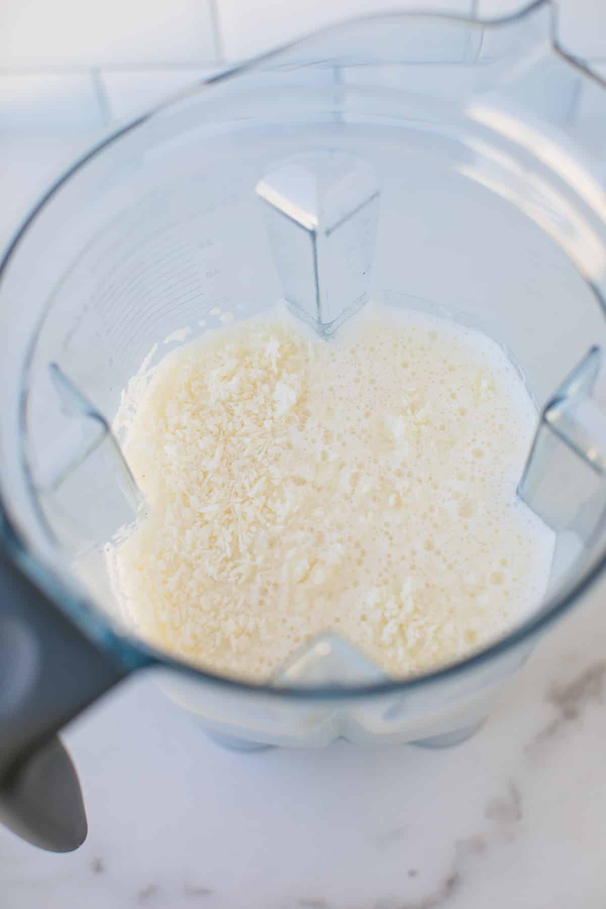 coconut and water in a vitamix blender