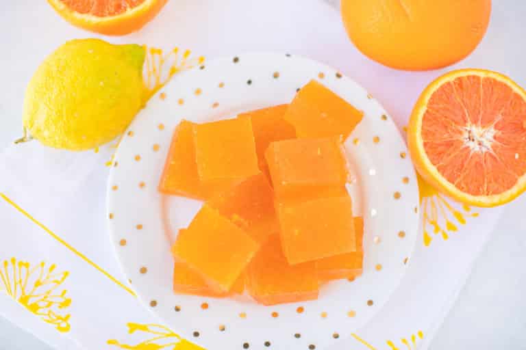 orange jello slices on a plate