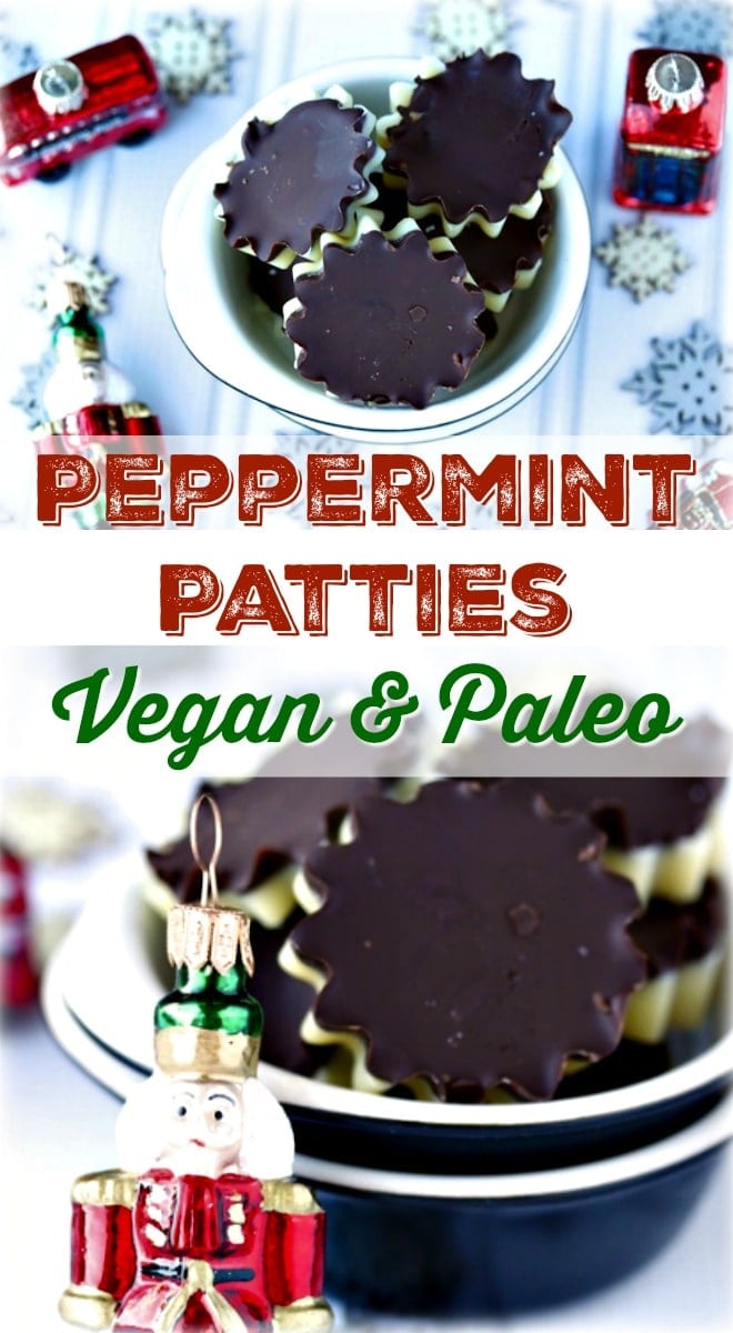 You'll love this vegan and paleo recipe for Homemade Peppermint Patties. They are so fun and yummy, and made without oil or refined sugar. #peppermint #chocolate #paleo #vegan #oilfree #christmas #dairyfree