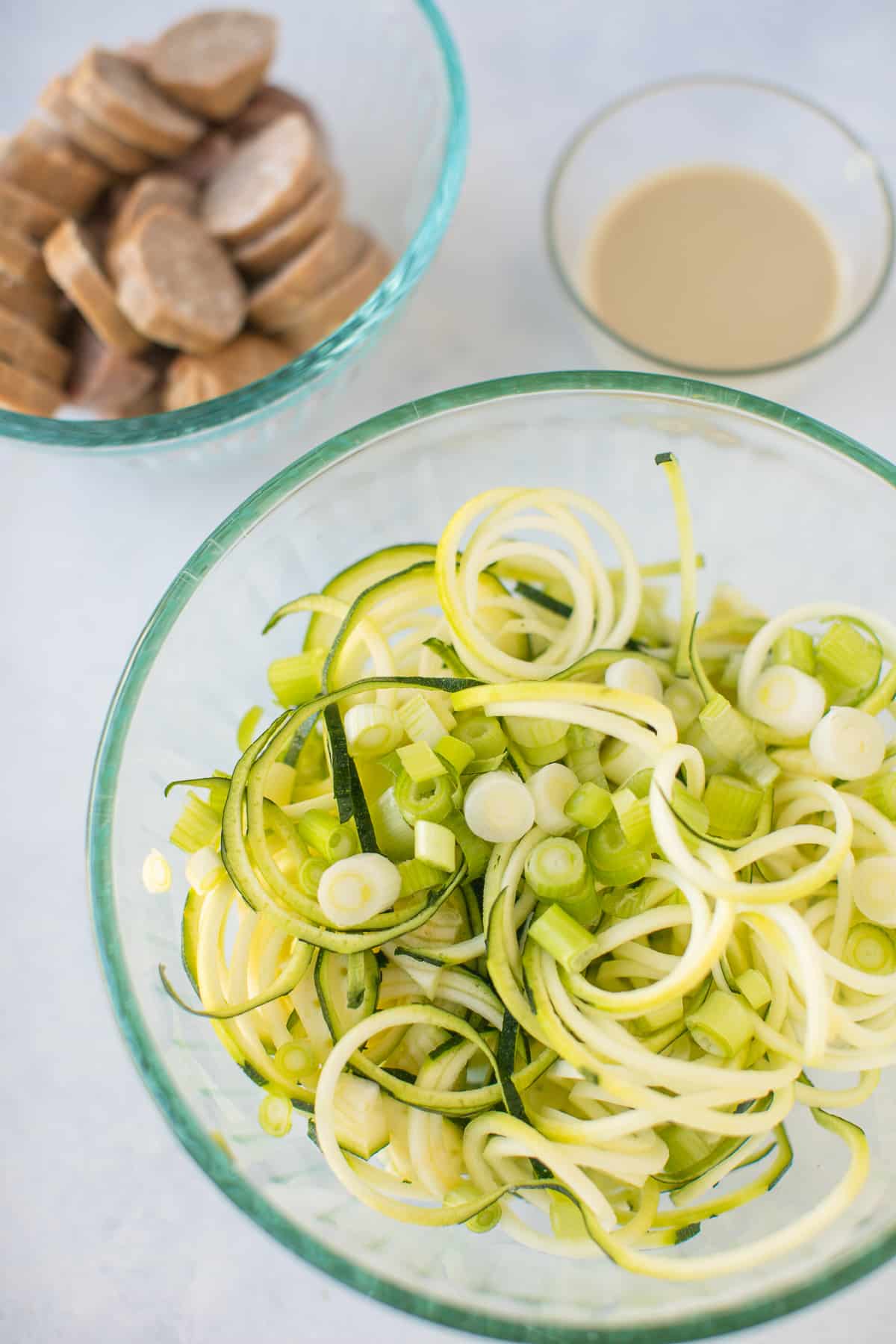 ingredients for zucchini noodles with sausage recipe