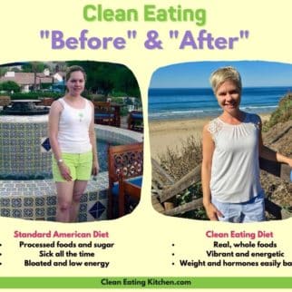 clean eating before and after infographic