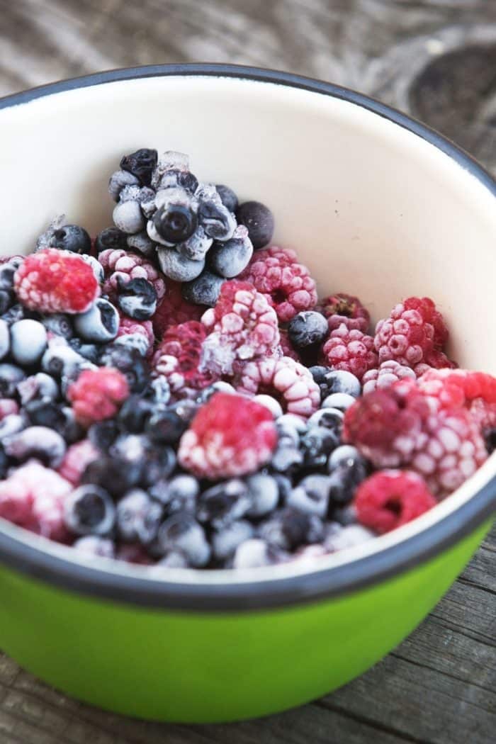frozen berries in a pot