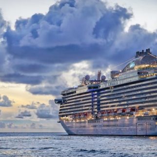 cruise ship at dusk