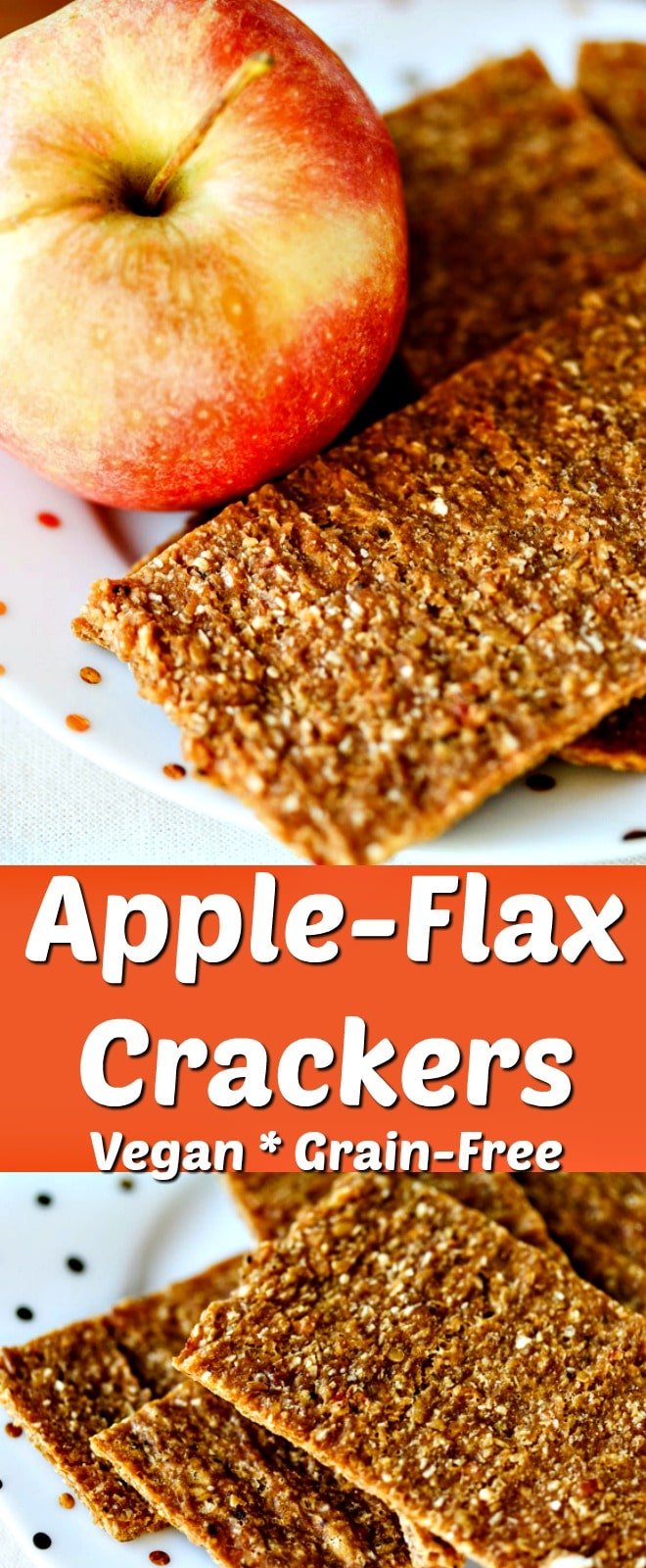 These healthy Apple-Flax Crackers are made raw and vegan using the dehydrator. They're a sweet and healthy treat! | #apples #healthyfood #glutenfree #rawfood #grainfree #rawvegan
