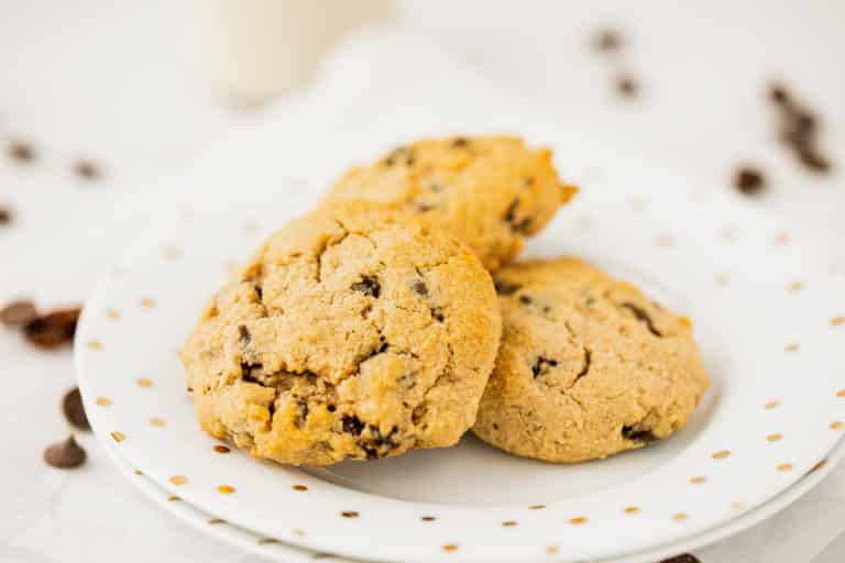 three cassava flour cookies on a plate ready to eat