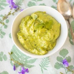 small white bowl filled with avocado spread