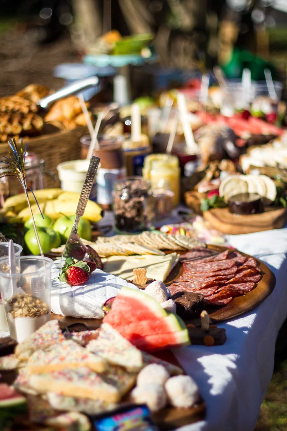 cold cuts buffet table.