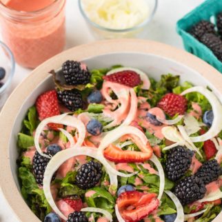 simple salad with strawberry dressing
