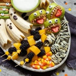 platter of healthy halloween treats for a party