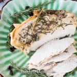 instant pot turkey breast on a platter sliced