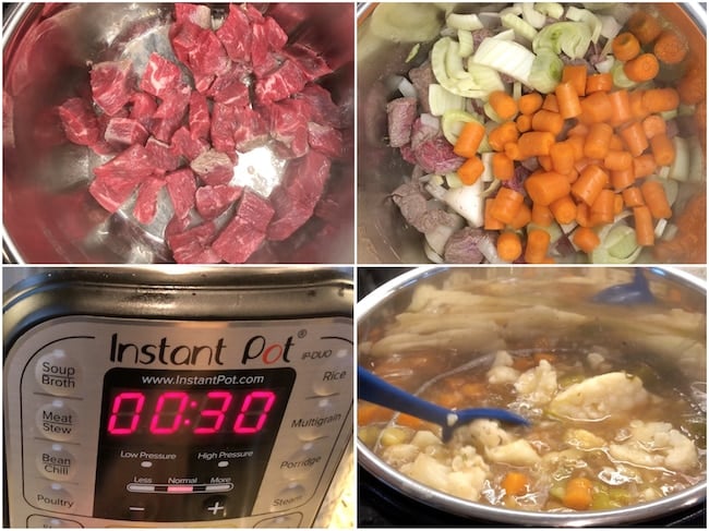 instant pot venison stew process shots.