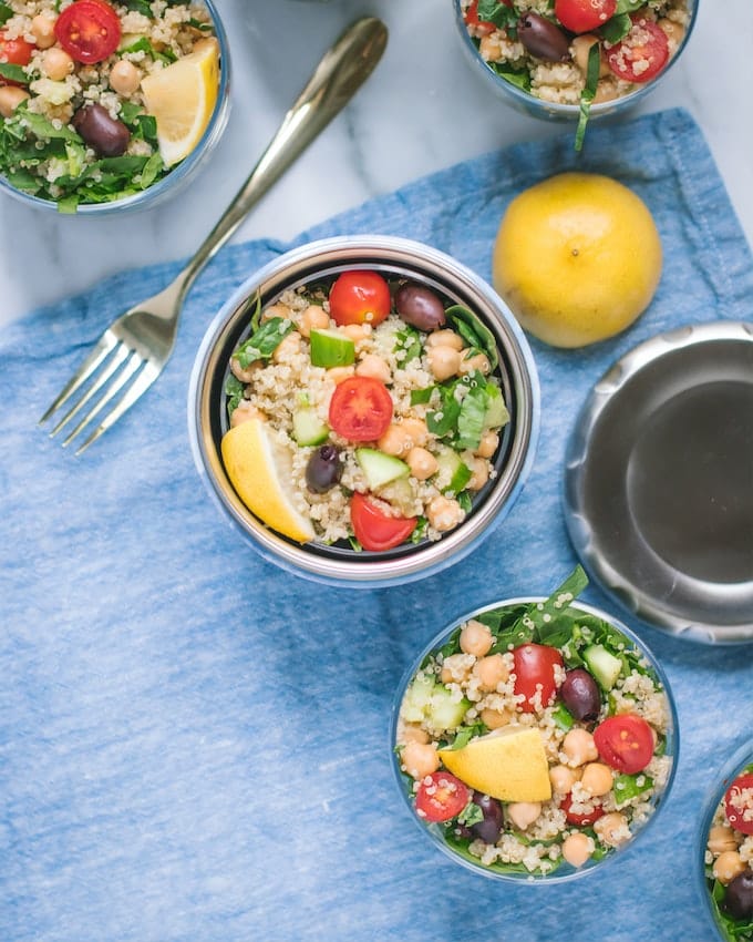 quinoa tabbouleh salad in jars