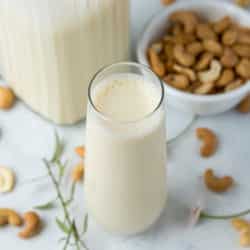 homemade cashew milk in a glass