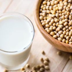 soy beans and soy milk in glass