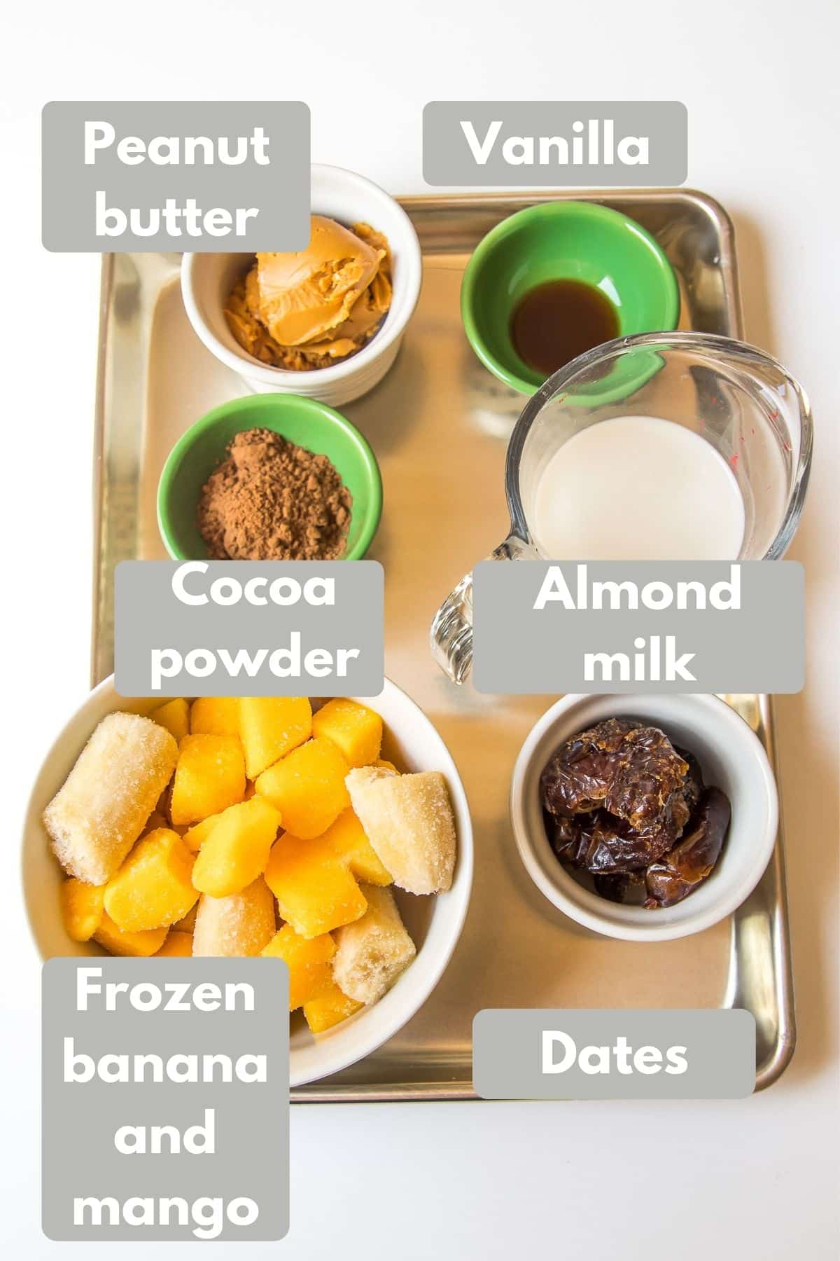Ingredients for banana soft serve ice cream
