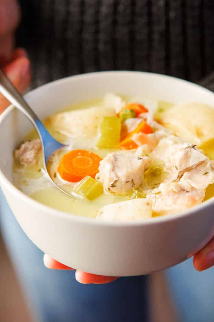 Crock pot coconut chicken stew if dairy-free, gluten-free and grain-free. It freezes and reheats well for an easy lunch.