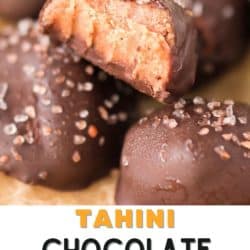 vegan tahini chocolate truffles pin