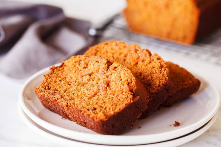 plate with slices of sweet potato bread