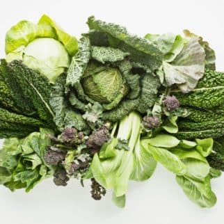 green vegetables on a tabletop.