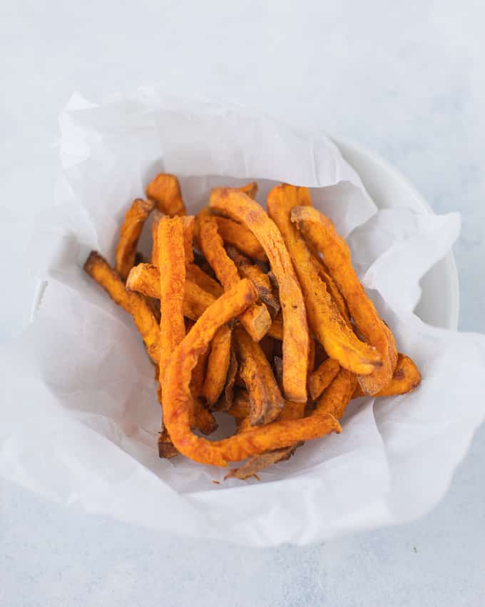 bowl of air fryer sweet potato fries