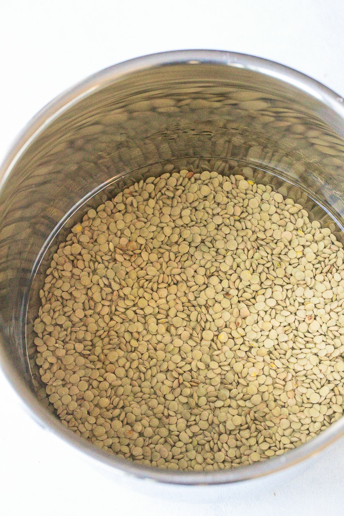 instant pot lentils in liner of pressure cooker