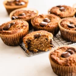 coconut flour muffins with chocolate chips on a table