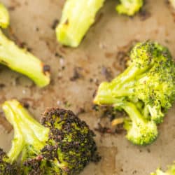 frozen broccoli cooked in an oven