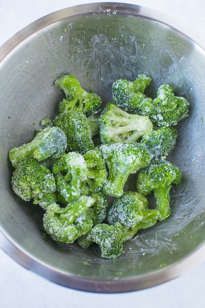 frozen broccoli in a bowl