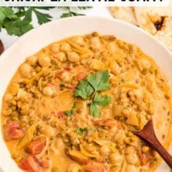 vegan chickpea lentil curry pin