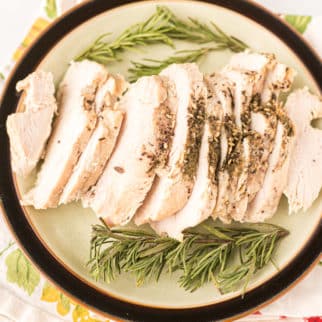 plate with sliced turkey breast