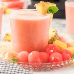 watermelon banana smoothie in glass