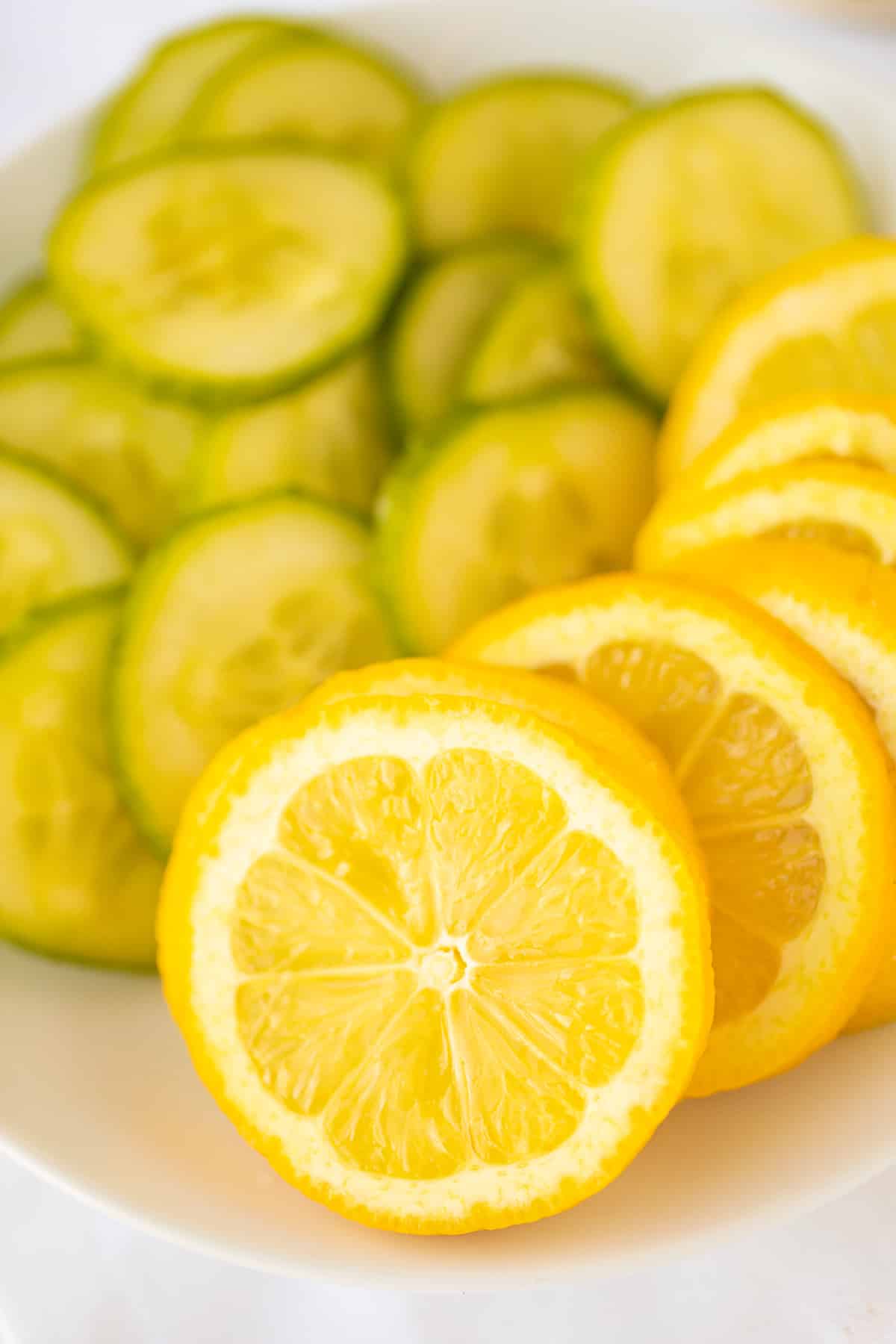 sliced lemon and cucumbers