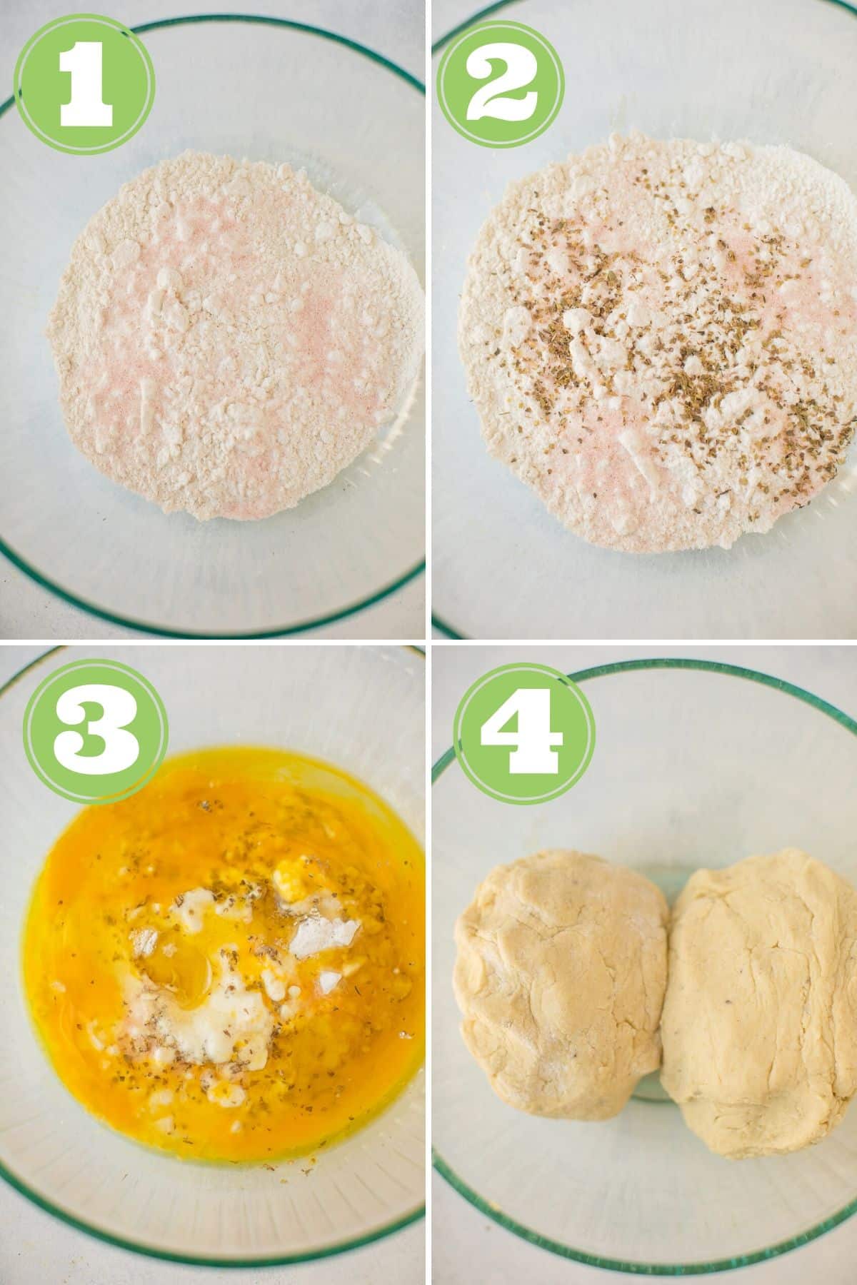 collage of pizza dough process shots