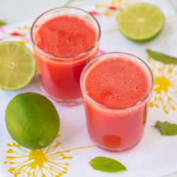 two glasses of fresh watermelon juice