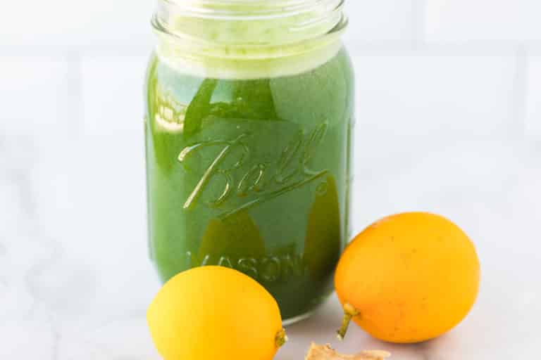 parsley juice served in a jar