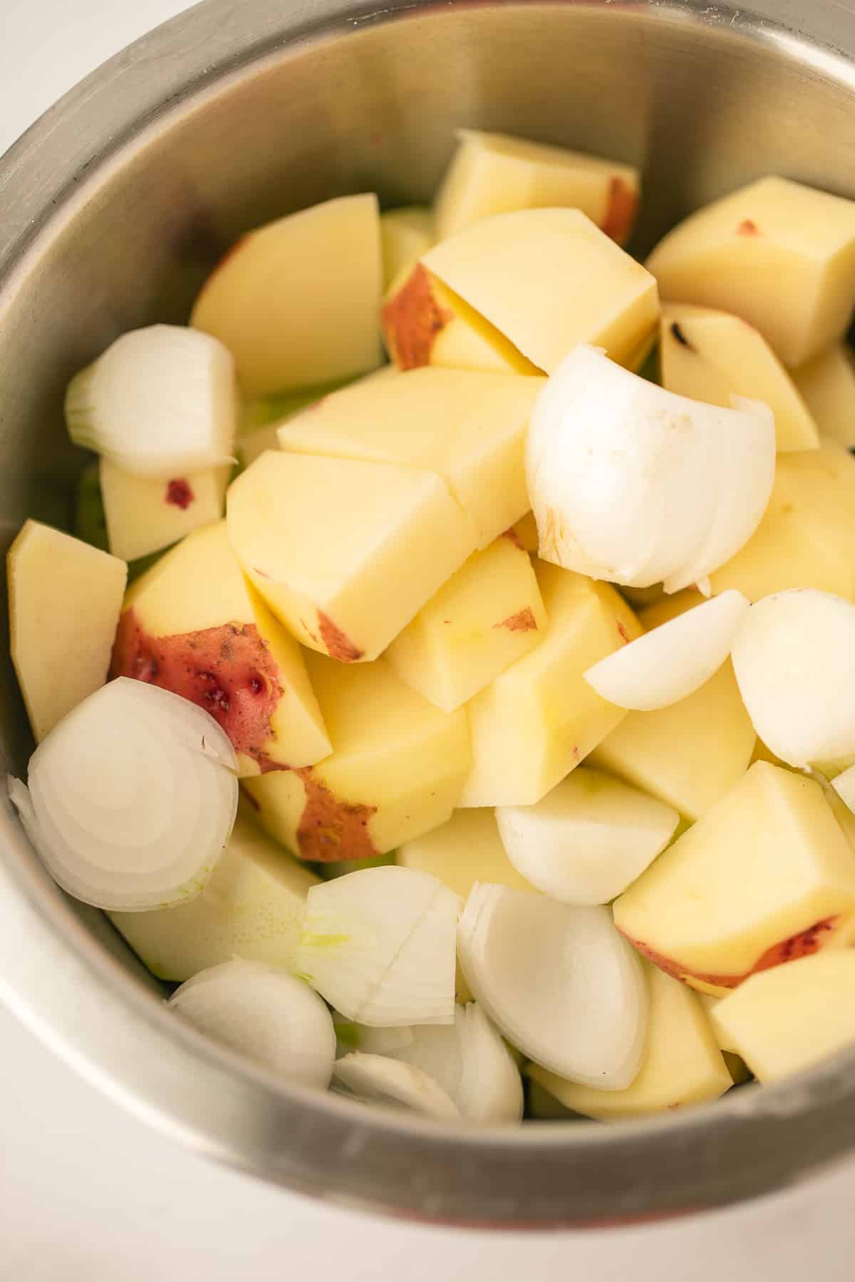 chopped potato and onion