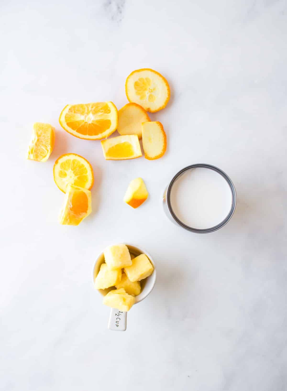 Orange Pineapple Smoothie ingredients.