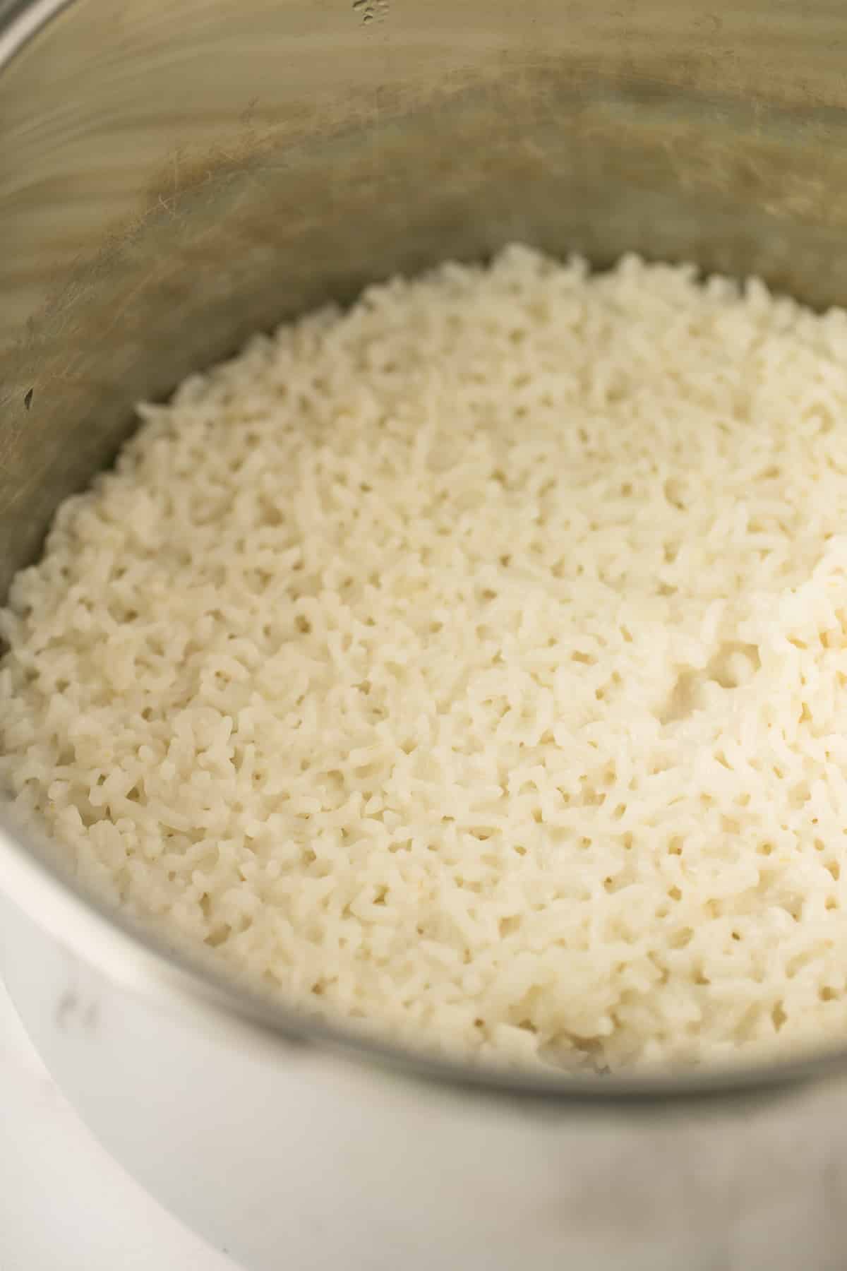 cooked coconut rice in the instant pot.