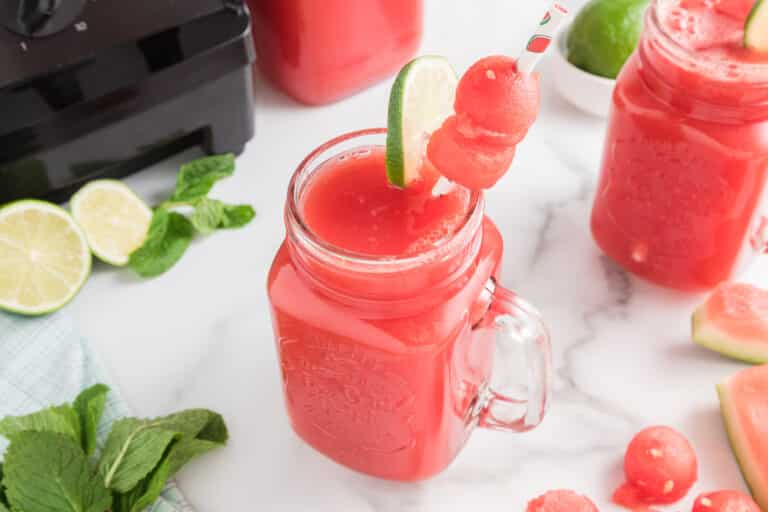 Watermelon Mint Lime Juice served in glass.