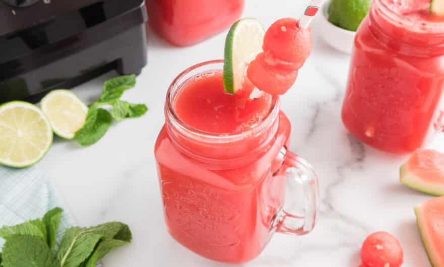 Watermelon Mint Lime Juice served in glass.