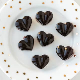 plate with heart gummies