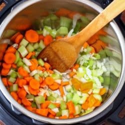 vegetables cooking in an instant pot pressure cooker
