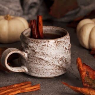 pumpkin spice coffee in mug.